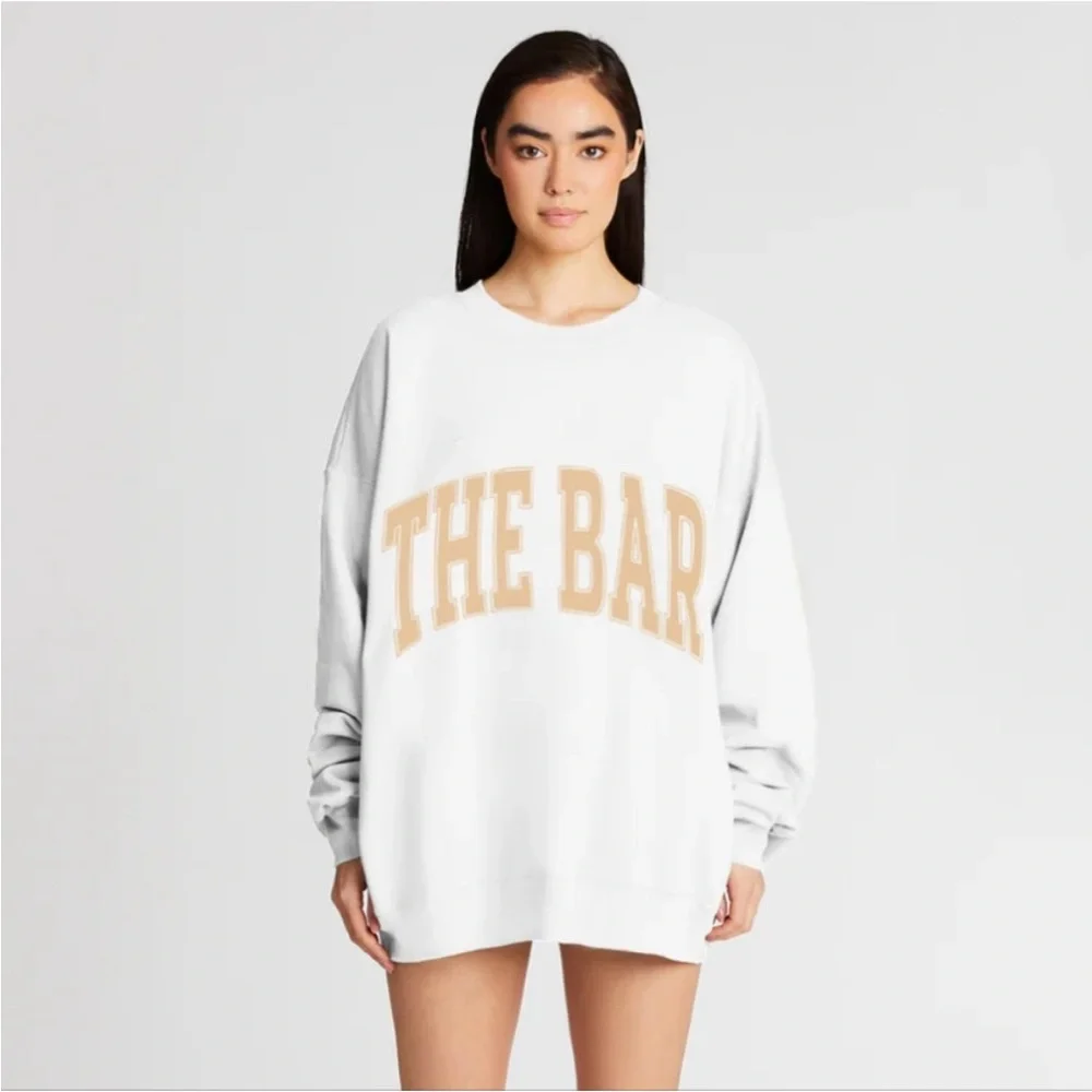 The Bar Varsity Sweatshirt - White/Tan - Picture 1 of 9